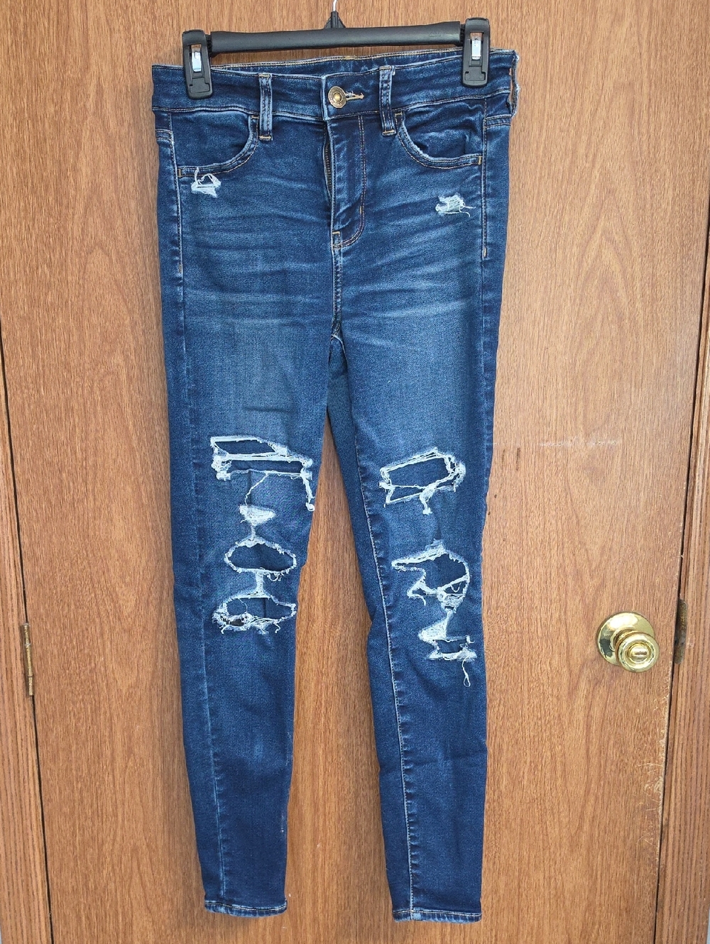 American Eagle Outfitters Dark Blue Ripped Skinny Jeans